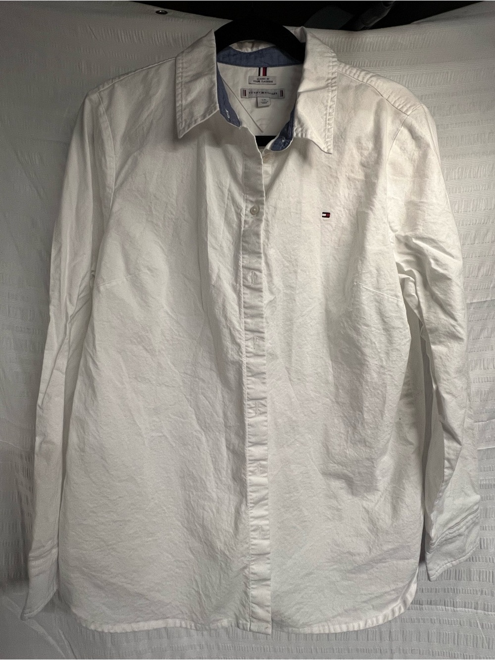 Tommy Hilfiger White Button-Down Shirt with Subtle Logo